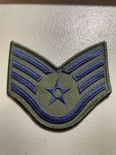 1960-70s Vietnam USAF Air Force Subdued Chevron Patch Blue w/OD Staff Sergeant picture