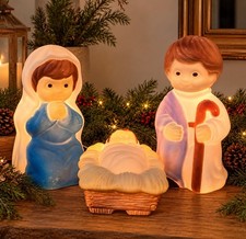 Vintage 1996 Empire Lighted Blow Mold Nativity Set 3 Pc Mary Joseph Baby Jesus picture