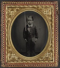 Photo:Unidentified Boy Secession Badge Rifle 1860s Civil War Portrait picture