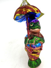 RARE Frog Prince His Princess Glass Ornament Scottish Christmas Merry Hoppins picture