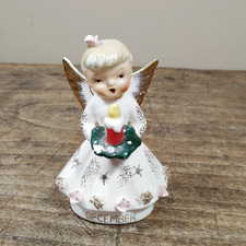 Vintage December Angel Japan Birthday Girl Candle Porcelain/Ceramic Signed picture