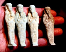 4 Beautiful Old Egyptian Ushabti Light Green Clay Figurines 600-300 BC LOT picture