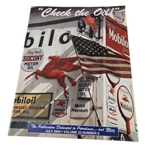 Vintage Porcelain Gasoline Magazine - Mobil Gas Pump Porcelain Shell Ad Sign picture