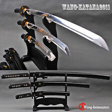 3PC Traditional Sword Set 1095 Carbon Steel Sharp 40'Katana+30'Wakizash+20'Tanto picture