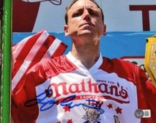 JOEY CHESTNUT SIGNED AUTOGRAPHED 8x10 PHOTO HOT DOG EATING CHAMPION BECKETT BAS picture