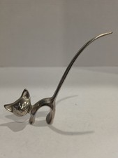 Vintage Silver Tone Kitty Cat Long Standing Tail, Ring Holder? Letter Opener? picture