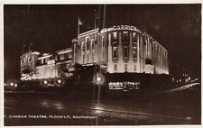 Postcard England: RPPC Garrick Theatre Flood-Lit Night View, Southport picture