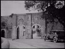VINTAGE Magic Lantern Slide SOUTHPORT GATE GIBRALTAR C1930 PHOTO CAR  picture
