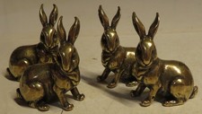 Good Fortune 4 pc Brass Rabbit Figurine Statue Decoration Animal Figurines Lot picture