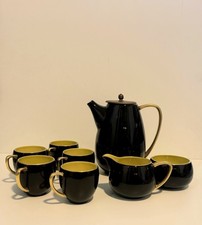 Vintage Carlton Ware Art Deco / MCM Black & Chartreuse Yellow Gold Coffee picture