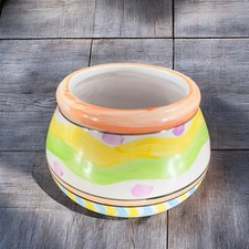 Vintage Hand Painted Bowl Dish Container Round Ceramic Multicolor Pattern picture