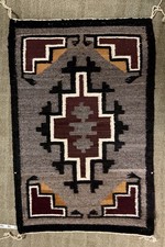 Vintage Handwoven Wool Rug/Wall Hanging Southwestern Geometric 18x28 picture