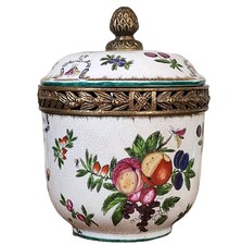 Antique United Wilson Brass Hand Painted Porcelain Covered Floral Ginger Jar picture