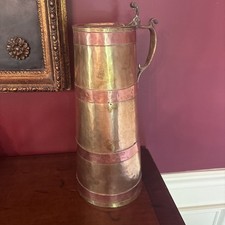 VTG Brass And Copper Lidded Pitcher picture