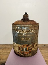 Vintage Gulfpride 5 Gallon Wooden Handle Oil Can picture