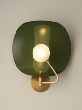 1950s Style New Jenny Wall Light or Sconce in Enamel Glass & Brass picture