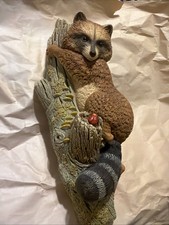 Vintage Bossons Chalkware Raccoon on Tree Wall Hanging Ladybug England picture