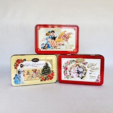 Vintage Tin Box Set 3 Caffarel Prochet Storage Tins Floral Christmas Italy picture