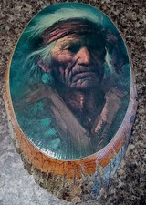 Made by the Cherokees  NC Mohawk Trail Wooden Hanging Art Plaque 1987 10.5x6x2 picture