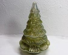 Vtg World Market Iridescent Lime Green Glass Christmas Tree 8.5” T Holiday Decor picture