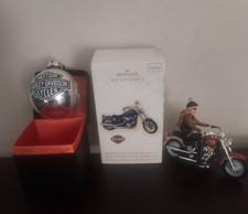 Harley-Davidson Christmas Ornaments (Lot of 3) Hallmark '08, Barbie '01 & Ball picture