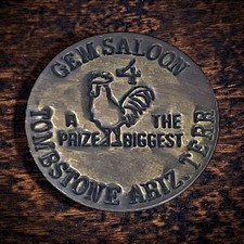 Western Gem Saloon Brothel Token Coin Tombstone, Arizona Territory Solid brass picture