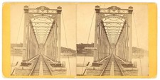 IOWA STEREOVIEW - Dubuque Bridge - Samuel Root 1860s EARLY picture