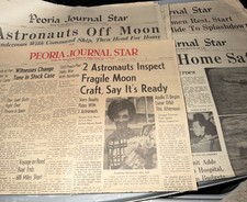 Apollo 11 Moon Landing Newspaper - Peoria Journal Star, July 21, 1969 Lot Of 5 picture