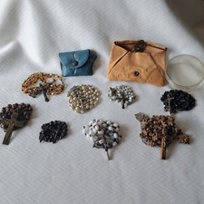 Vintage Rosary Lot of 8 Wood Glass Metal Pearl Crystal picture