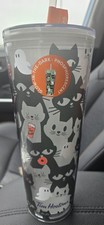 Tim Horton's 2025 HALLOWEEN Glow in the Dark Cats & Ghosts 24 oz Tumbler NWT picture