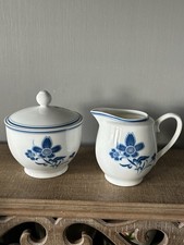 Vintage Liling China Underglaze Blue Floral Sugar And Creamer Set picture