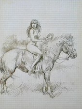 Paolo Serpieri: The Horsewoman, Signed Erotic Ex Libris, 200 Copies, 2009 picture