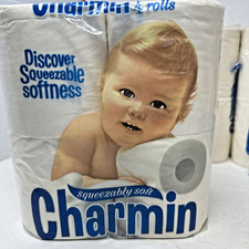 CHARMIN Bathroom Toilet Paper SQUEEZABLY SOFT Vtg Movie Prop 1 Pkg = 4 Rolls picture