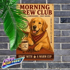 Golden Retriever Dog Tin Sign 8x12 Retro Pet Lover Home Wall Metal Art picture