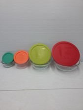 Pyrex Glass Nesting Mixing Bowl Set With Lids 8 Pc Clear -   picture