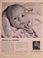 1947 Print Ad The Prudential Insurance Company Cute Baby in Blanket Newark,NJ picture