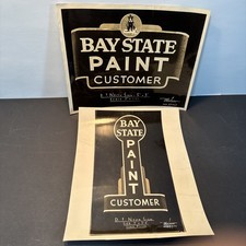 2 1930's BAY STATE PAINT Mobeco Neon Sign ORIG PHOTOS MA picture