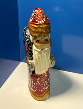 Hand Painted Wood Santa Claus Figurine, Signed Marina Belok, 2001, 5.75 in picture