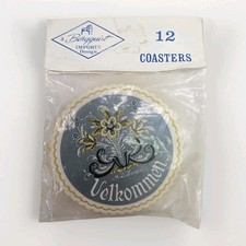 Vtg Set Of 12 Scandinavian VELKOMMEN Disposable Drink Coasters Bergquist Imports picture