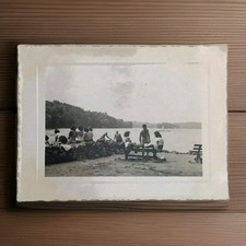 Swartswood Lake NJ Beach Picnic Photo BW Vintage Photograph 1947 New Jersey picture
