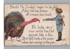 Behold Mr. Turkey & Boy w Poem No. 799 Vintage Postcard 1912 picture