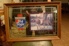 Vintage 1992 Heileman's Old Style Beer Mirrored Bar Sign with White Tailed Deer picture