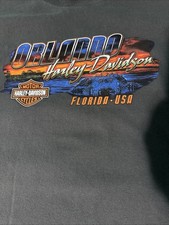 VINTAGE Harley Davidson Shirt Orlando Florida Bike Week Gator Motorcycle Gray XL picture