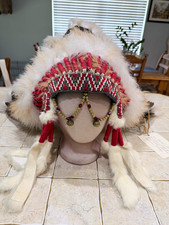Feather War Bonnet Headdress Native American Style Beadwork Beaded Band picture