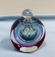 MICHAEL DAVID & KIT KARBLER ART GLASS PERFUME BOTTLE 4 FACET CUT SPECTACULAR picture