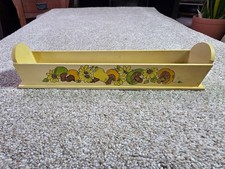 Vtg 1970s Yellow Wooden Cracker Tray Trough Mushroom Sunflower Retro 70s Kitchen picture