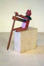 ANTIQUE WOODEN HALLOWEEN DEVIL NOISEMAKER TOY picture