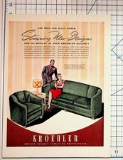 Vintage KROEHLER Furniture Ad 1940s 50s Swedish Modern Sofa Chicago Illinois picture