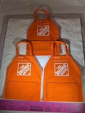 THE HOME DEPOT 3 MINIATURE ORANGE CLOTH WORK APRONS WITH LOGO  picture
