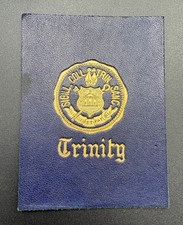 c1910 L20 Trinity College Connecticut College Seal Tobacco Leather Blue Gold picture